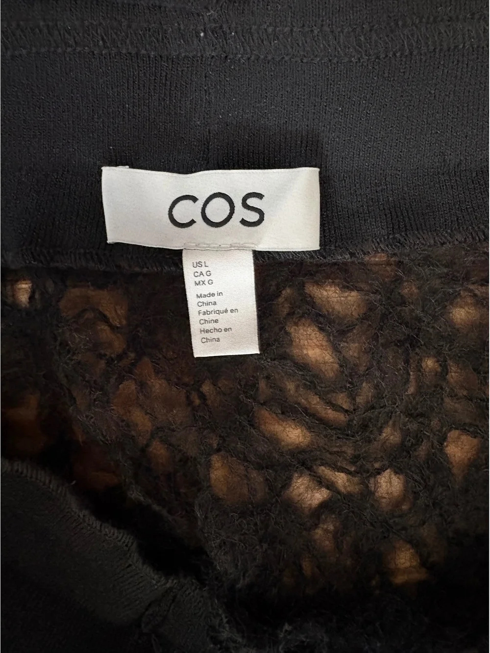 COS Black Open Knit Fuzzy Midi Skirt Size Large - Picture 4 of 6